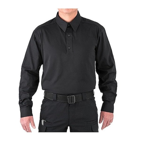 First Tactical Long Sleeve Shirt, 35% Cotton, 65% Polyester, Button, 0 Pocket(s), Black, L 111015