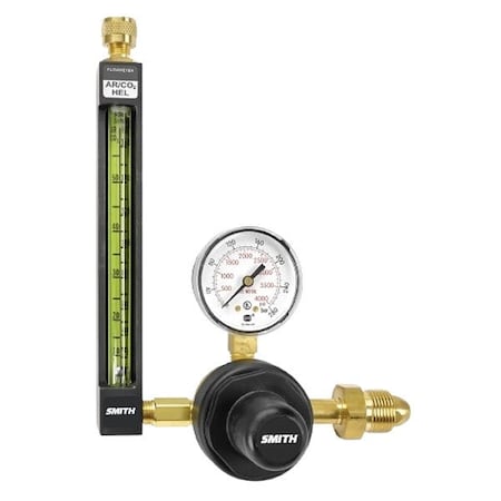 Miller Electric Flowmeter Regulator, Argon, Carbon Dioxide, Helium, Single Stage, 0.965"-14 Inlet, 5/8"-18 Outlet 22-30-580