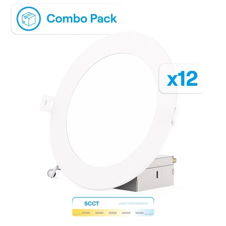 Infibrite 6 In 5CCT Selectable White 12 Watt 1200LM 0-10V Dimmable LED Light 120-277V, 12PK IB-002-18-12W-10V-12PK