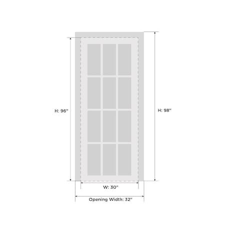 Sartodoors Solid French Door Frosted Glass White 30x96 Solid Core Modern Interior QUADRO4266ID-WS-3096