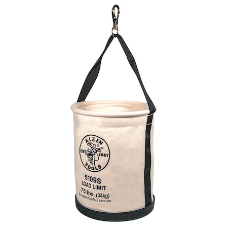 Klein Tools Canvas Bucket, Straight Wall with Swivel Snap, 12-Inch 5109S
