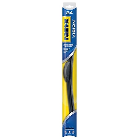 Rain-X Vision Wiper Blade, 24 in, Beam Blade, 24 in L Blade, Rubber/Steel 810024
