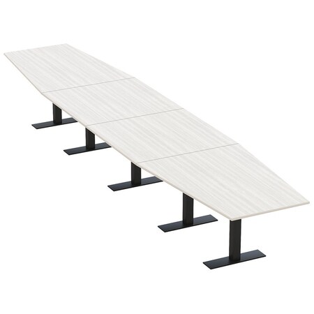 Skutchi Designs 18ft Conference Table With Power Unit | 18 Person Modular Hexagon Meeting Table | Harmony Series HAR-HEX.IR-48X216-T.BK-WA7976-NA