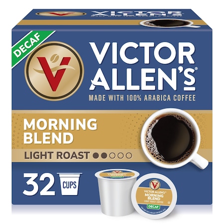Victor Allen Decaf Morning Blend, Light Roast, Single Serve Coffee Pods for K-Cup Brewers, 32PK FG018404