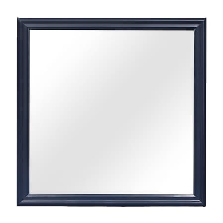 Homeroots 38" Blue Square Wood Framed Accent Mirror 482394
