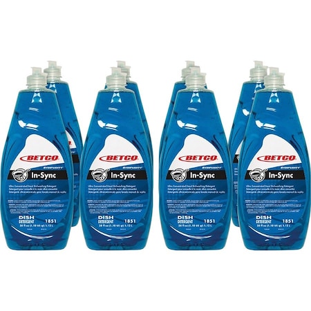 Betco Simplicity In-Sync Dishwashing Liquid - Concentrate Liquid - 38 fl oz - Fresh Ozonic Scent, PK 8 1851B900CT