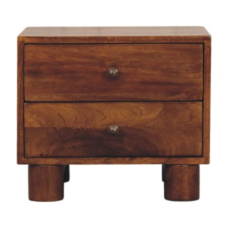 Homeroots 15" Brown Solid Wood Square Two Drawer Nightstand 651882