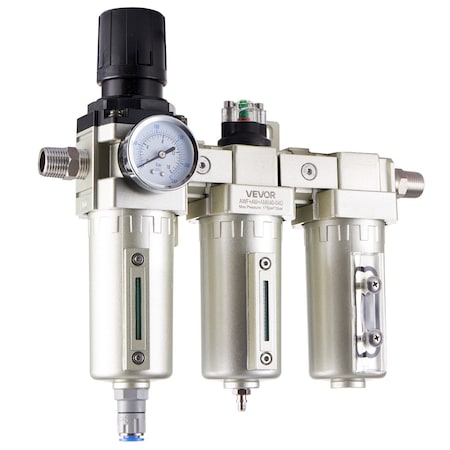 Vevor Air Compressor Filter Regulator 1/2 in NPT 3-Stage Drying System Auto Drain AWF+AM+AMK40-04D