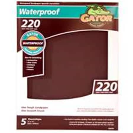 Gator Finishing 4474 Gator 9 x 11 In. Waterproof Garnet Sandpaper 220 Grit, PK5 AL385872