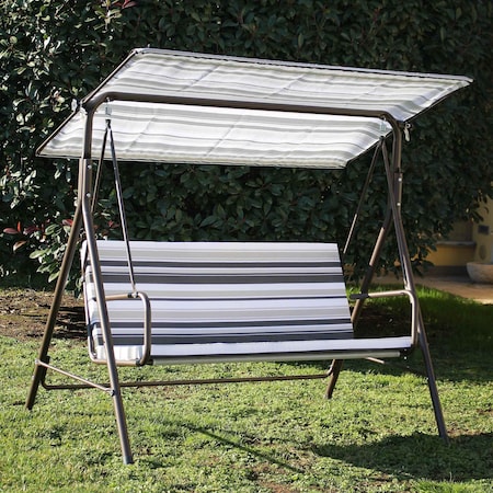 Sunjoy Outdoor Porch Swing, 2 Seat Patio Metal Porch Swing Seats with Adjustable Canopy, Removable Cushion A215012601