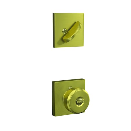 Schlage Residential Bowery Knob with Collins Rose Interior Active Trim with 12326 Latch and 10269 Strikes Satin F59BWE608COL
