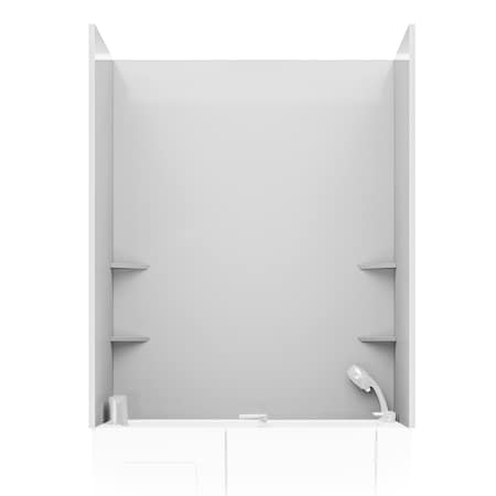 Anzzi 60 x 60 2-Piece Glue-Up Acrylic Shower Wall Set in Smoth Glossy White SW-6060FLT-WH