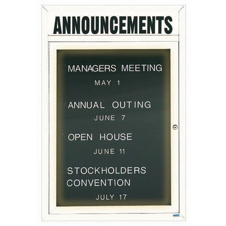 Aarco Illuminated Outdoor Enclosed Directory w/ Al Frame Header, Powder Coated White, 24''Hx18''W OADC2418HIW