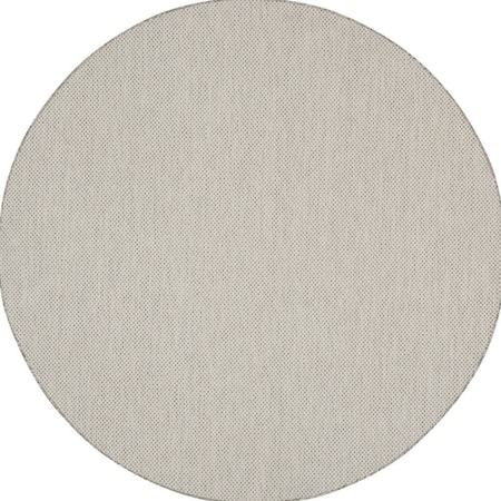 Homeroots 6' Ivory And Silver Round Geometric Indoor Outdoor Area Rug 552349