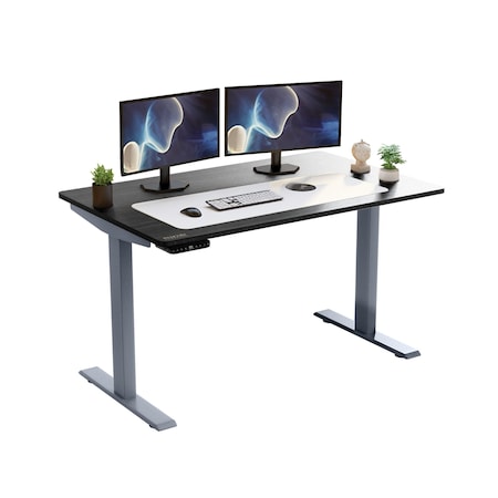 Homeroots 60" Adjustable Black and Gray Stainless Steel Standing Desk 397731