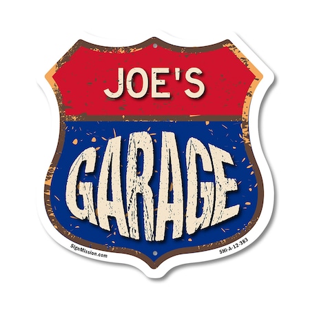 Signmission Joe's Garage, 12 Inch X 12 Inch, Aluminum Metal Sign SHI-A-12-383-JOE