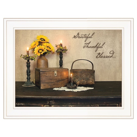 Homeroots Grateful Thankful Blessing White Framed Print Wall Art 406750
