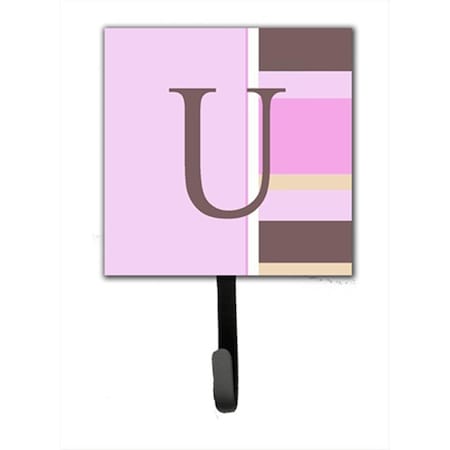 Carolines Treasures Letter U Initial Monogram - Pink Stripes Leash Holder Or Key Hook CJ1005-USH4