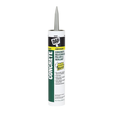 Dap Crack Filler, 10.1 oz, Cartridge, Gray, Silicone Base, Concrete Watertight 18096