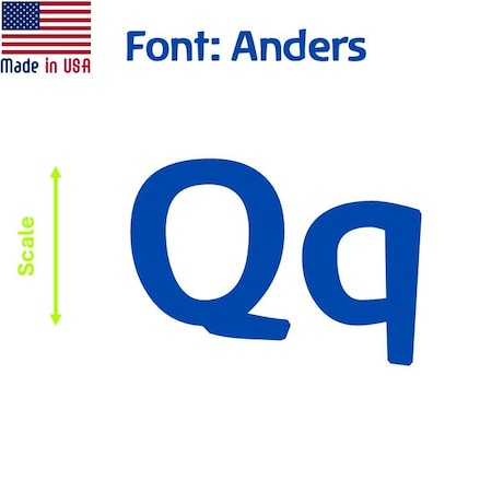 Aacc Self-Adhesive Vinyl Letter: Q, Scale: 26 cm. Color: Blue Font: Anders by, 4PK AACC-Anders-UQ-Blue-M26x4