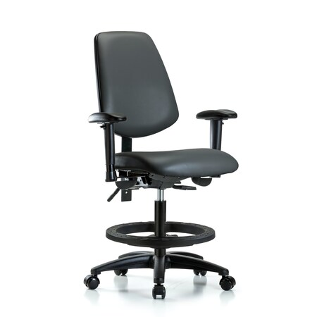 Blue Ridge Ergonomics Vinyl Chair, Vinyl, Adjustable Arms BR-VMBCH-MB-RG-T1-A1-BF-RC-8823