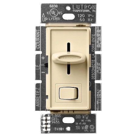 Lutron Lighting Dimmer, Rocker/Slide, Ivory SCL-153P-IV