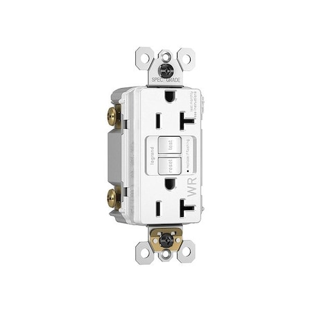 Pass & Seymour DuplexGFCIRcptcl, 20A, 125VAC, Wht, Plastic 2097TRWRW