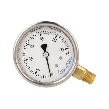 Bourdon Pressure Gauge, 1/4 in NPT, Bottom Location MAX3-D52.H17