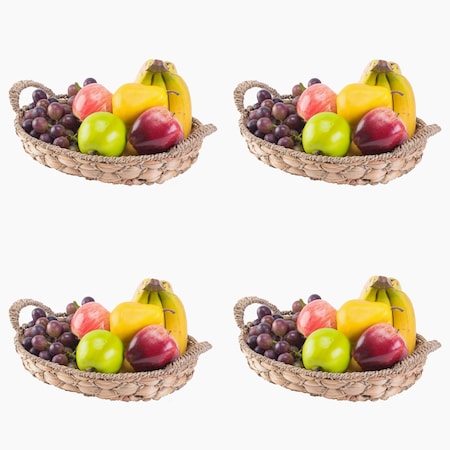 Vintiquewise Seagrass Fruit Bread Basket Tray with Handles, Small, PK 4 QI003546.S.4
