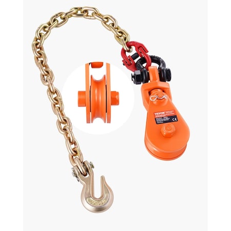 Vevor 2 Ton 3" Snatch Block with Chain Flatbed Tow Truck Rollback Car Carrier Cable 2TX0.6m
