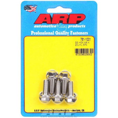 Arp 761-1001 8 x 1.25 x 20 mm 6-Point Stainless Steel Bolt Kit, 5PK ARP761-1001