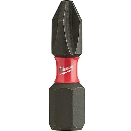 Milwaukee Tool SHOCKWAVE Insert Bit, 2 Drive, Phillips Drive, 14 in Shank, Hex Shank, 1 in L, Steel 48-32-4712
