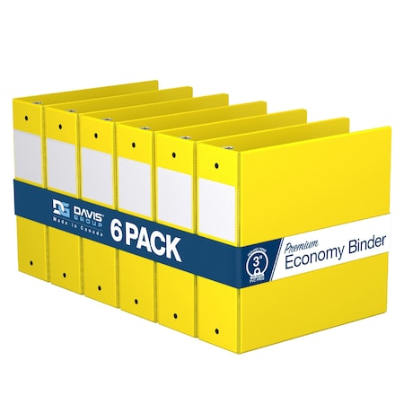 Davis Group Premium Economy, Round Ring, Binder, (Yellow, 3"), PK6 2314-05-06