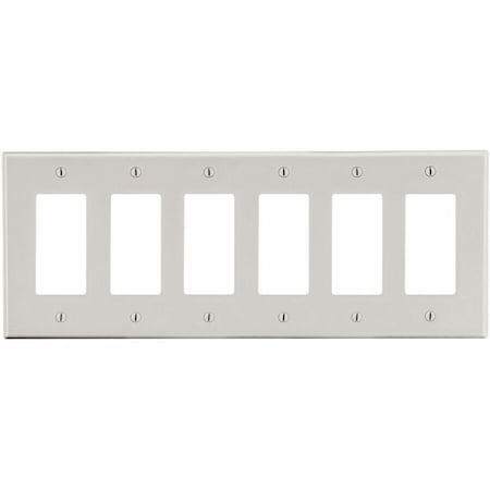 Hubbell Wiring Device-Kellems Wallplate, 6-Gang, 6) Decorator, Light Almond P266LA