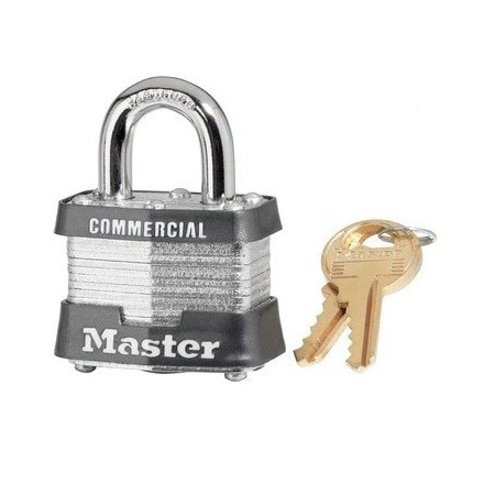 Master Lock Padlock, Steel, 1-9/16 Inch Size, Keyed Alike, Silver 3KA-0908