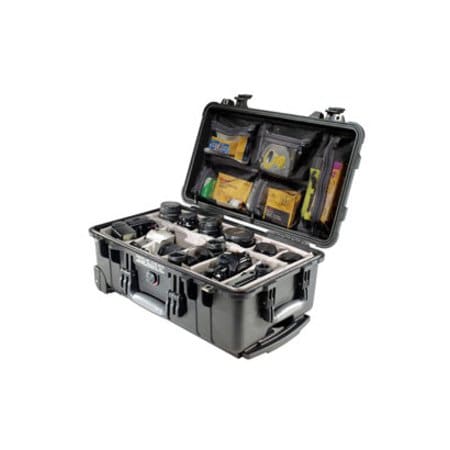 Pelican Products Pelican 1510 Watertight Carry-On Wheeled Case With Foam 19-3/4" x 11" x 7-5/8", Black 1510-000-110