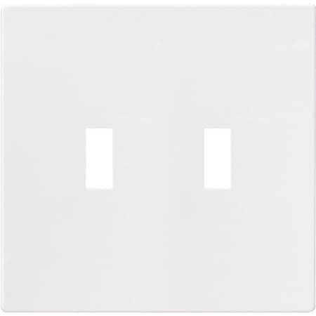 Eaton Wiring Devices Wallplate, 4-7/8 in L, 4.94 in W, 2 -Gang, Polycarbonate, White, High-Gloss PJS2W