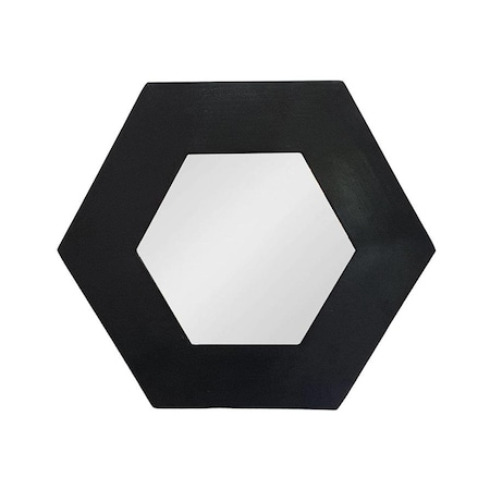 Homeroots 19" Black Hexagon Wood Framed Accent Mirror 485117