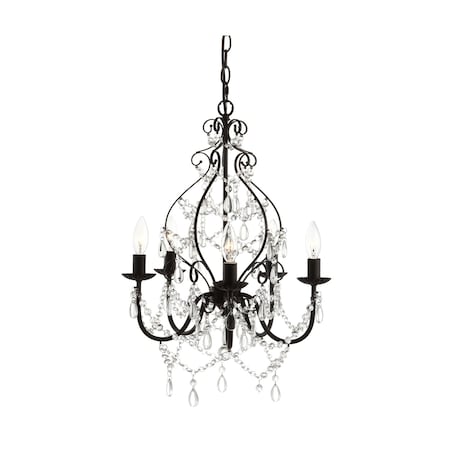Jonathan Y Maura 5-Light 17" Crystal/Metal LED Chandelier, Black JYL9016A