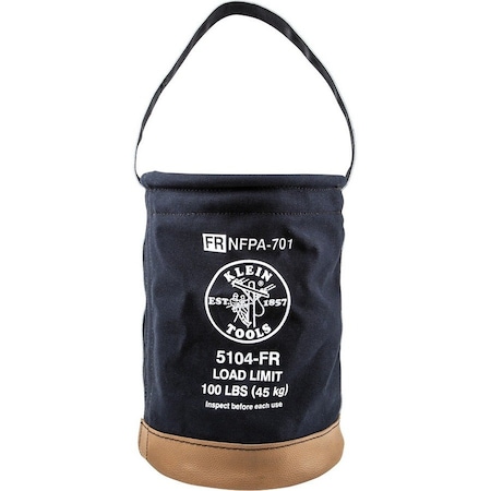 Klein Tools Bucket Bag, Black, #4 Flame Resistant Canvas, 1 Pockets 5104FR