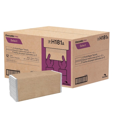 Cascades Pro Select C Fold Paper Towel 10in x 1, PK12 H181