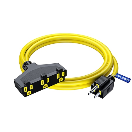 Maximm 6ft 14AWG SJTW 3-Outlet Extension Cord, Yellow 3OUT-EXT-YL-6FT
