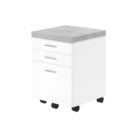 Homeroots 25" White And Gray Particle Board and Wood Filing Cabinet With Drawers 333354