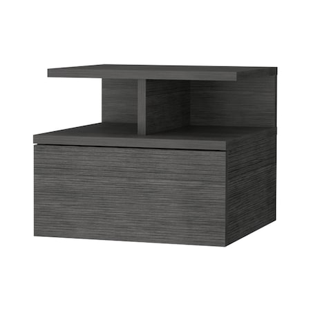 Homeroots 12" Gray Wood One Drawer Floating Nightstand 553686
