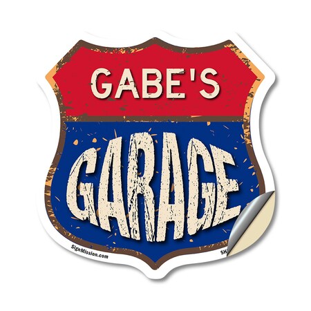 Signmission Gabe's Garage, 18 Inch X 18 Inch, Vinyl Decal SHI-D-18-383-GABE