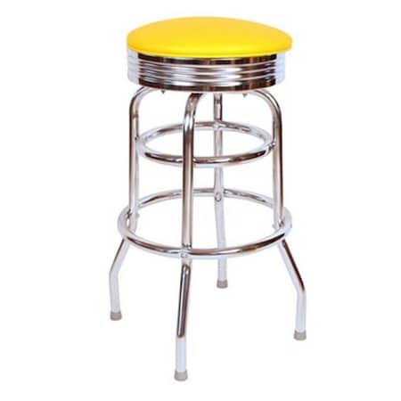 Bookazine 1971- 30 in. Floridian Swivel Bar Stool, Yellow - Chrome TI486966