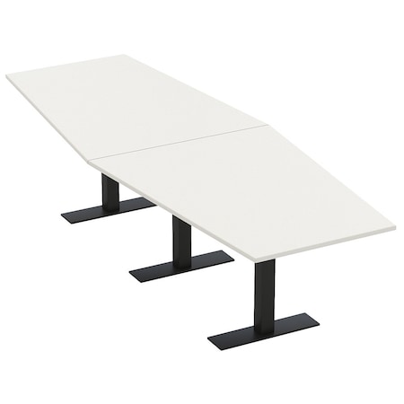 Skutchi Designs 10 Person Conference Table With Power Unit | 10' Hexagon Table | Harmony Series HAR-HEX.IR-48X120-T.BK-W960-NA