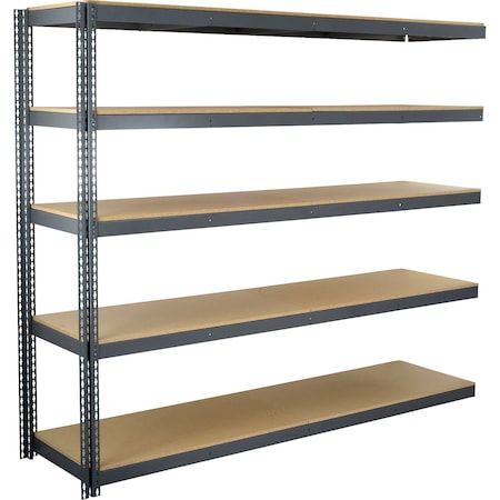 Global Industrial 5 Shelf, Standard Duty Boltless Shelving, Add On, 96"W x 18"D x 84"H, Wood Deck B3170863