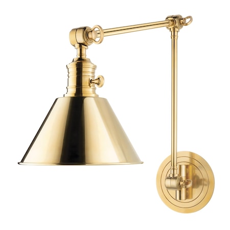 Hudson Valley Lighting Garden City 1 Light Wall Sconce 8 In. Aged Brass, vertical arm 8323-AGB