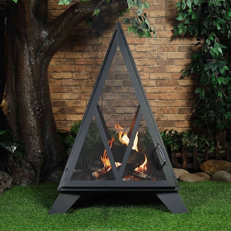 Deko Living Outdoor Steel Pyramid Wood Burning Fire Pit COB10516